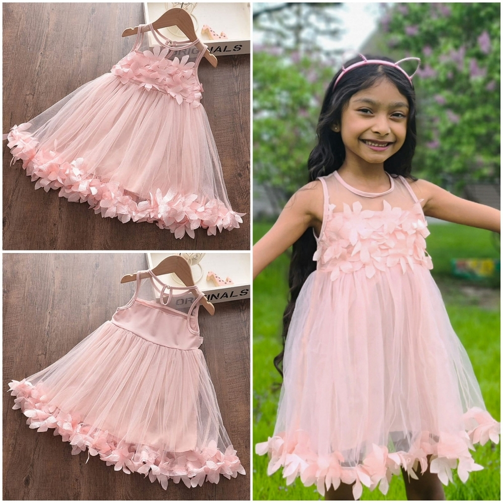 Girl's Petals Gauze Lace Dress